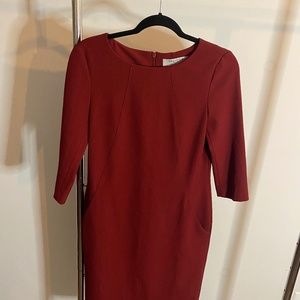 MM La Fleur Burgundy Etsuko Sheath Dress - Size 4